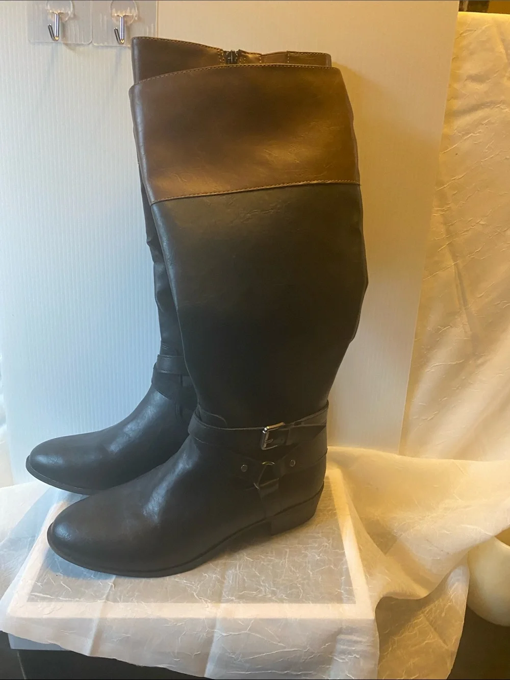 Classic Over-the-Knee Leather Boots in Dark Brown